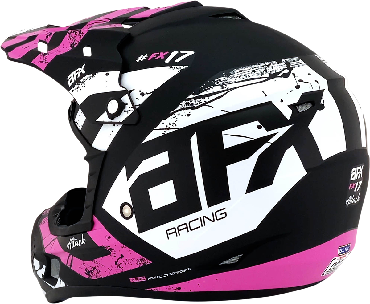 AFX FX-17 Motorcycle Helmet - Attack - Matte Black/Fuchsia - Large 0110-7169