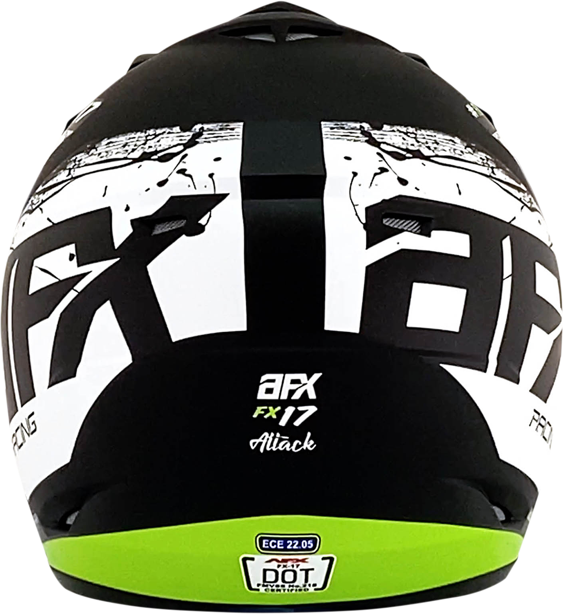 AFX FX-17 Motorcycle Helmet - Attack - Matte Black/Green - XS 0110-7178