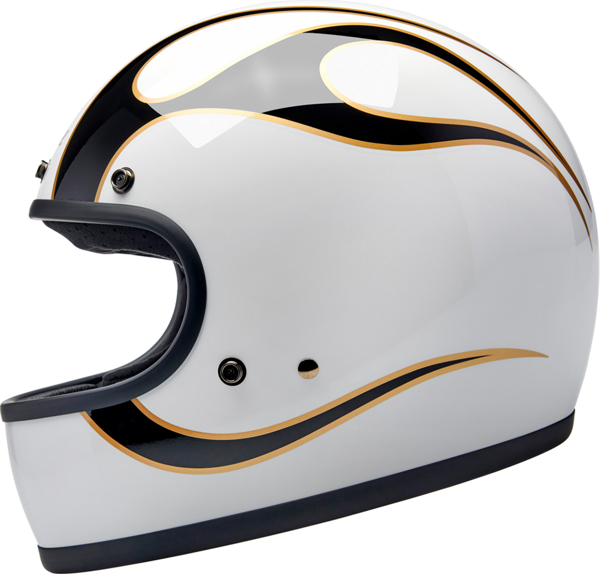 BILTWELL Gringo Motorcycle Helmet - Flames - White/Black - Large 1002-561-504