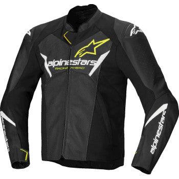 ALPINESTARS Faster v3 Airflow Leather Jacket - Black/White/Yellow Fluo - US 38 / EU 48 3103625-125-48