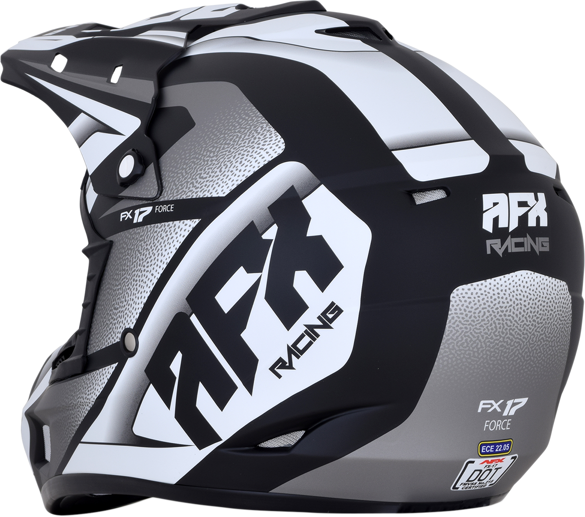 AFX FX-17 Motorcycle Helmet - Force - Matte Black/White - Large 0110-5199