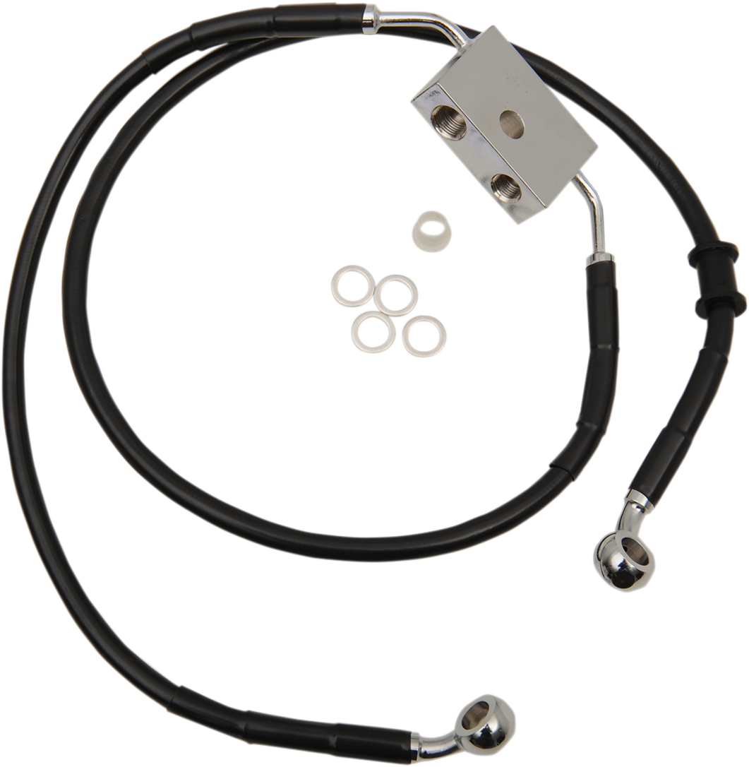 DRAG SPECIALTIES Brake Line - Front - +8" - Black - XL 614750-8BLK