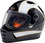 BILTWELL Lane Splitter Motorcycle Helmet - Gloss Black/White Flames - Small 1004-570-502