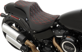 DRAG SPECIALTIES Predator III Seat - Double Diamond - Red Stitched - FXFB/S '18-'22 FIT FLSTN W/O LUGG RACK 0802-1074