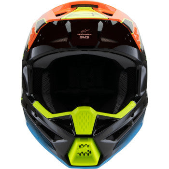 ALPINESTARS Youth SM3 Motorcycle Helmet - Fray - Gloss Black/Orange/Yellow Fluo- Large 8301625-1455-YL