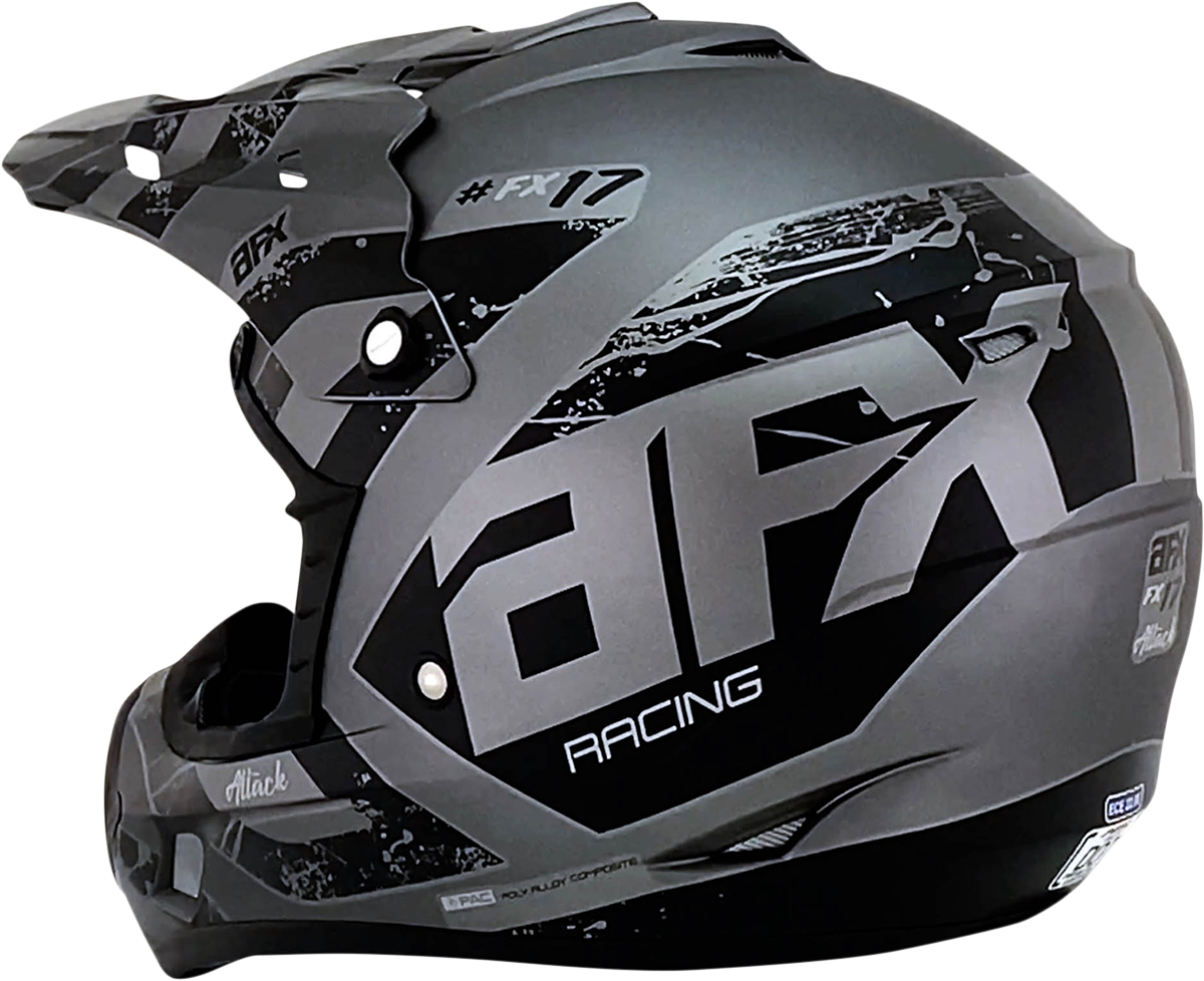 AFX FX-17Y Motorcycle Helmet - Attack - Frost Gray/Matte Black - Medium 0111-1397