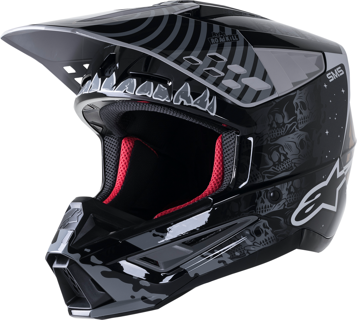 ALPINESTARS SM5 Motorcycle Helmet - Solar Flare - Gloss Black/Gray/Gold - Small 8305822-1959-SM