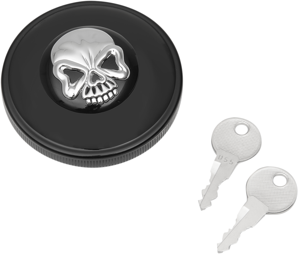 DRAG SPECIALTIES Gas Cap - Non-Vented Skull Locking - Black 03-0320ABS-B