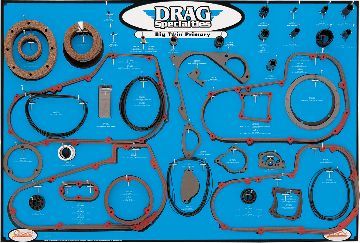 DRAG SPECIALTIES Gasket, Seal, and O-ring Display - '99-'06 Twin-Cam 5-Speed Primaries 9903-0101