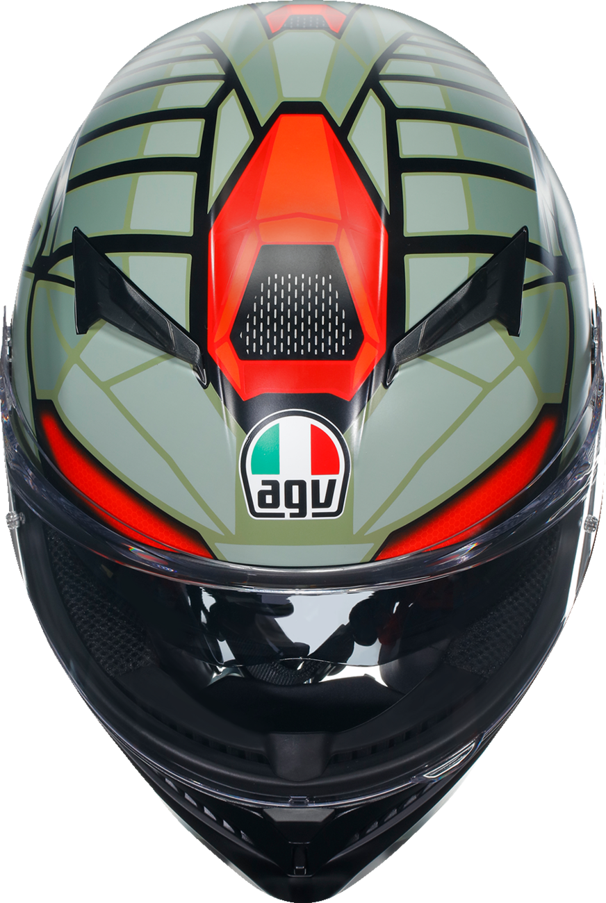 AGV K3 Motorcycle Helmet - Decept - Matte Black/Green/Red - Small 2118381004010S