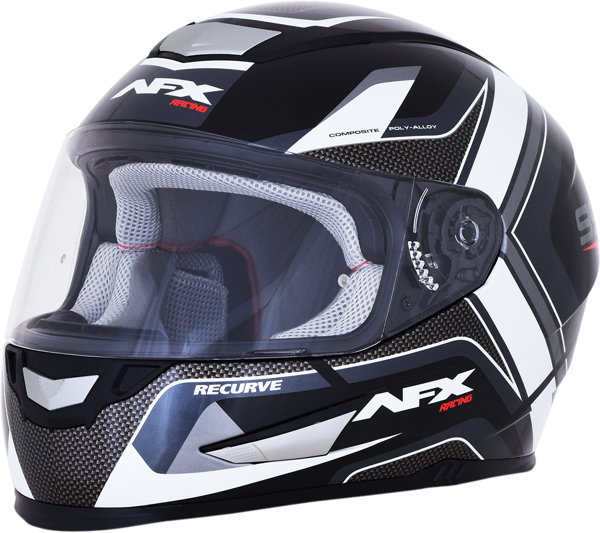 AFX FX-99 Motorcycle Helmet - Recurve - Black/White - Large 0101-11118