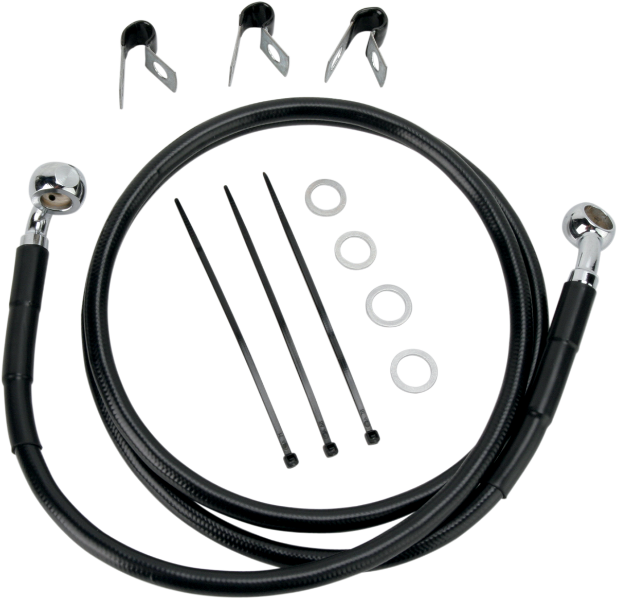 DRAG SPECIALTIES Brake Line - Front - Black - +10" - '00-'07 FLST 660214-10BLK