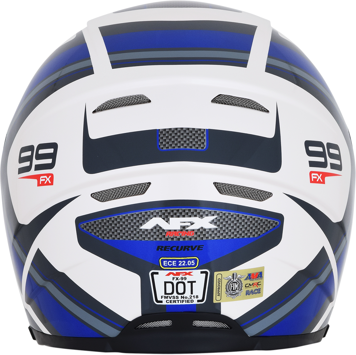 AFX FX-99 Motorcycle Helmet - Recurve - Pearl White/Blue - Large 0101-11123