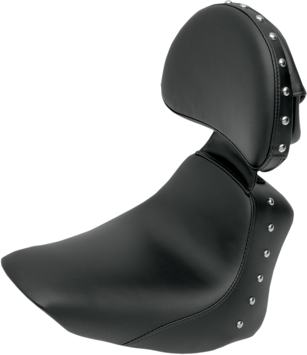 SADDLEMEN Heels Down Solo Seat - With Backrest - Studded - Black - FLSTC 806-15-0031