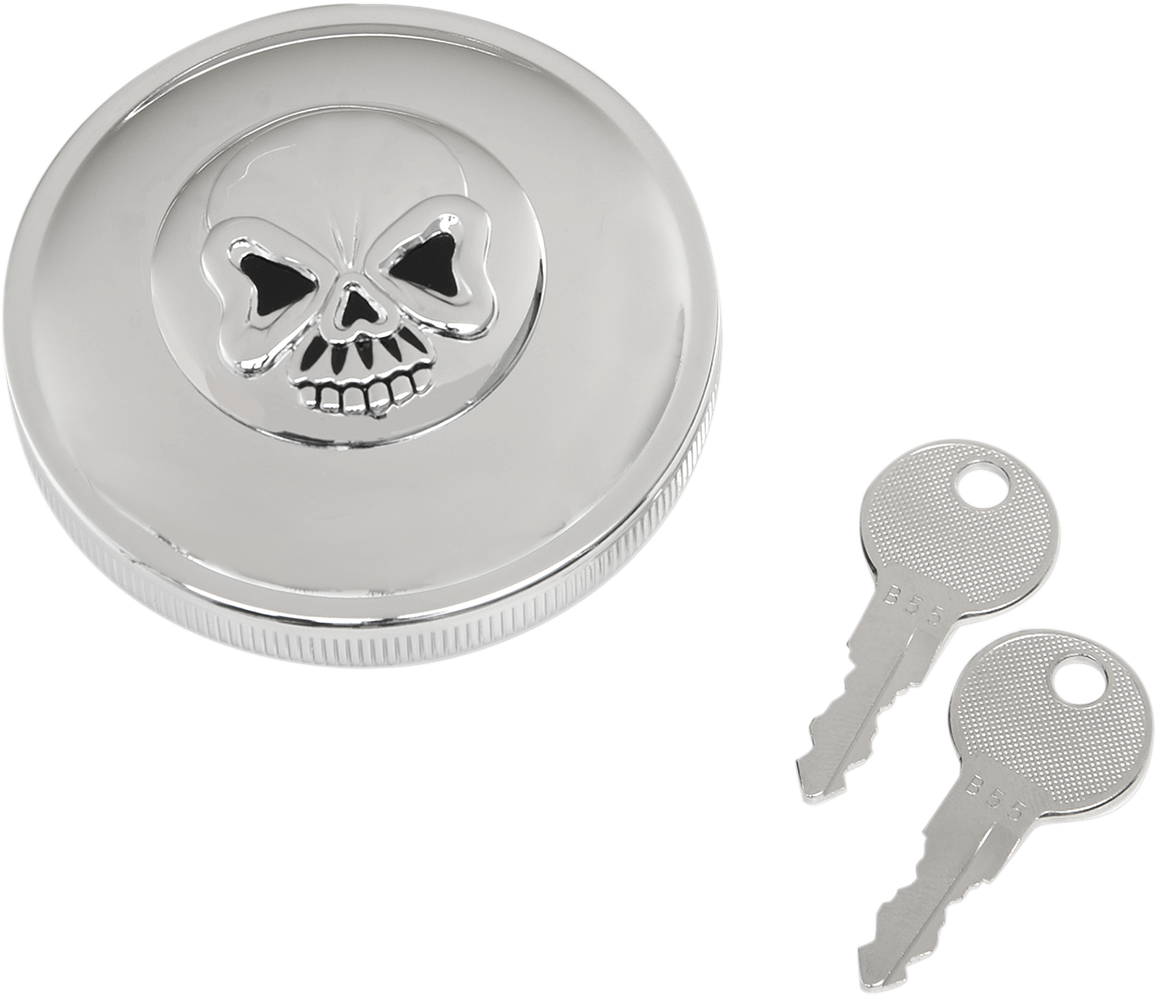 DRAG SPECIALTIES Gas Cap - Non-Vented Skull Locking - Chrome 03-0320AS-B