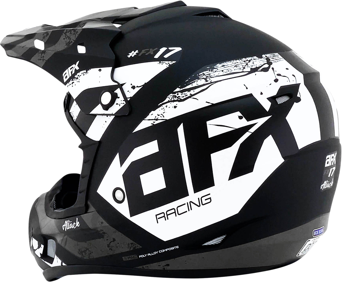 AFX FX-17Y Motorcycle Helmet - Attack - Matte Black/Silver - Medium 0111-1400