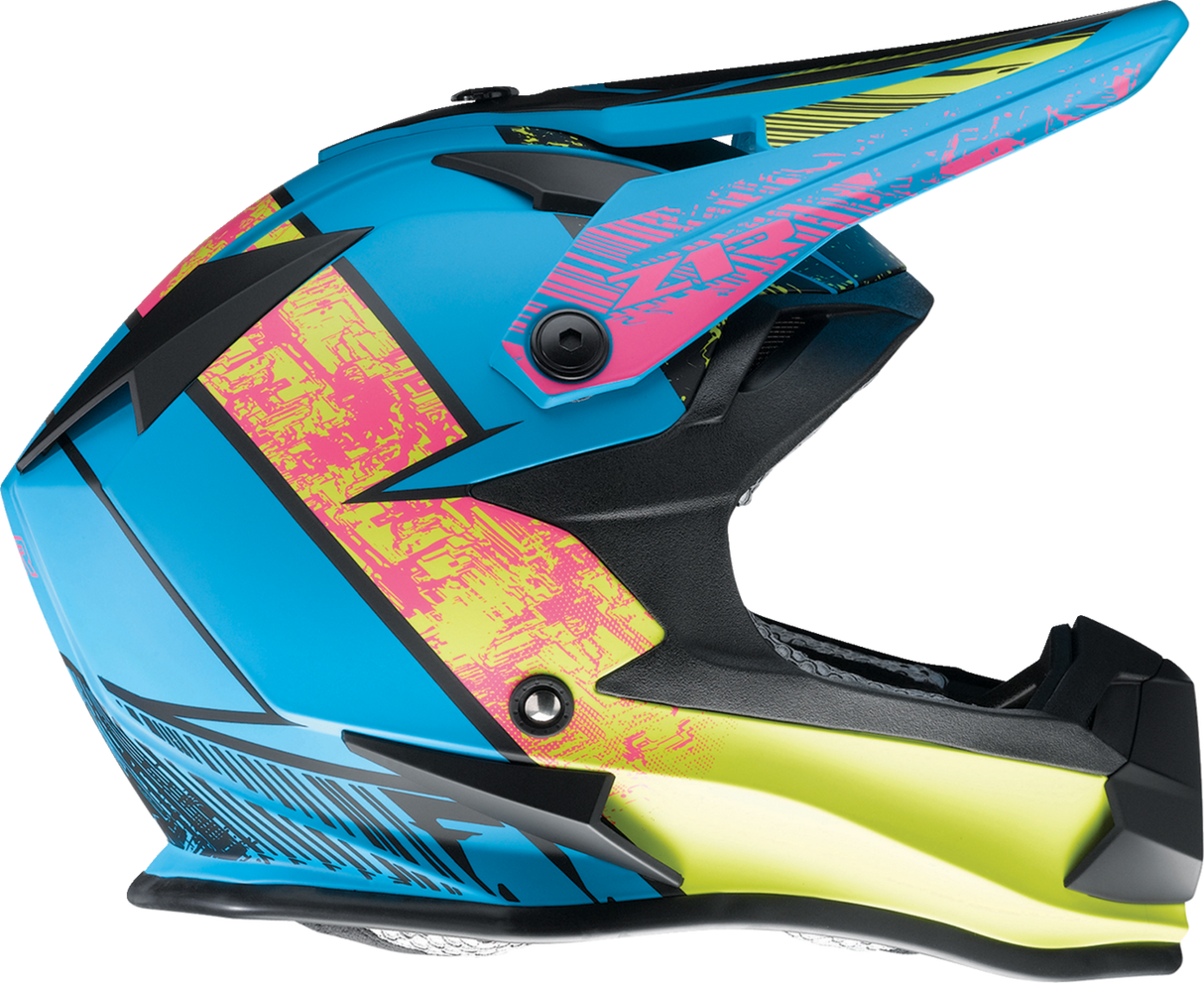 Z1R Youth F.I. Motorcycle Helmet - Fractal - MIPS - Matte Blue/Hi-Viz - Small 0111-1514