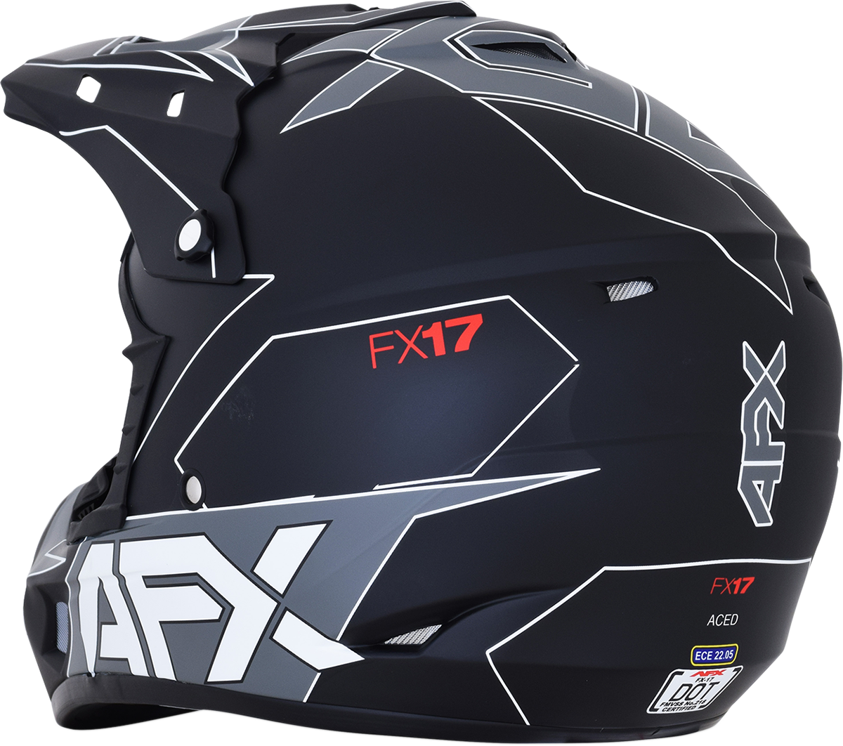 AFX FX-17 Motorcycle Helmet - Aced - Matte Black/White - Large 0110-6491