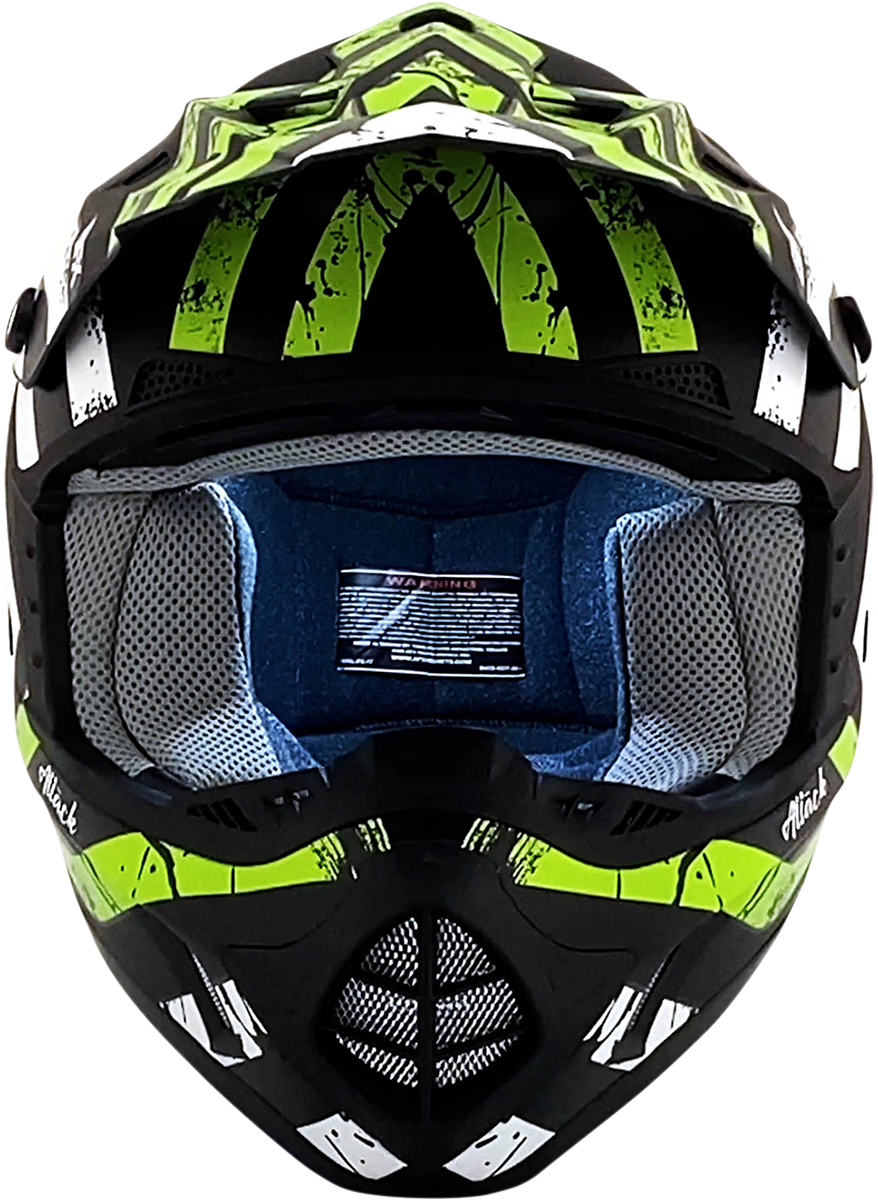 AFX FX-17 Motorcycle Helmet - Attack - Matte Black/Green - XS 0110-7178