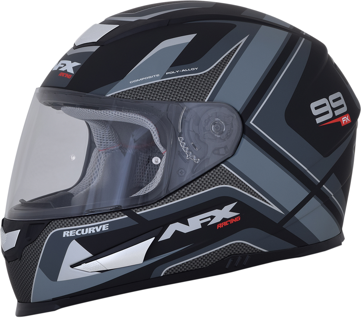 AFX FX-99 Motorcycle Helmet - Recurve - Matte Black/Gray - Large 0101-11138