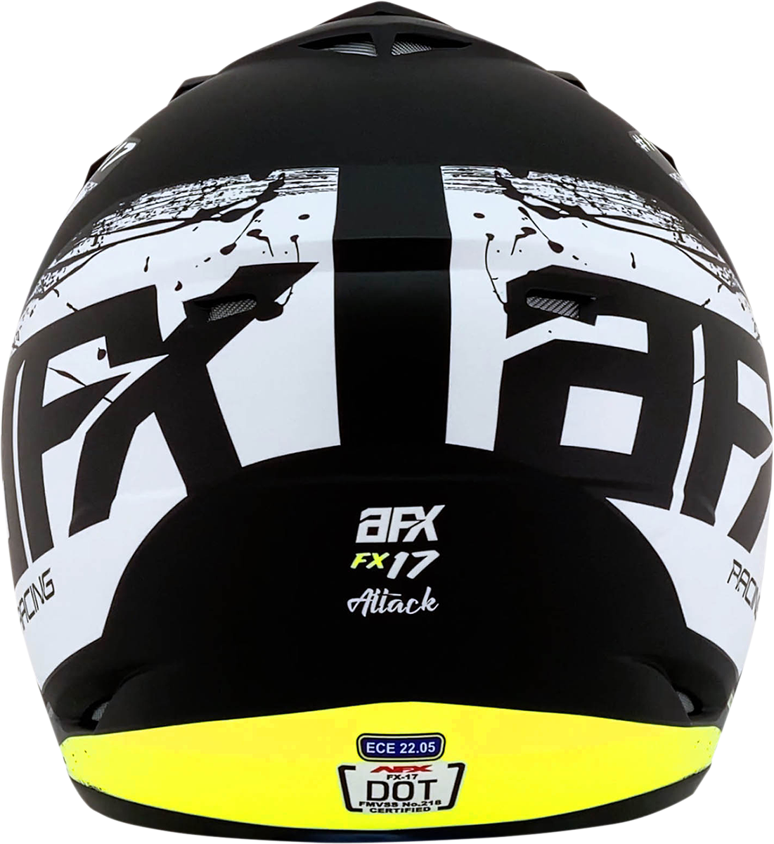 AFX FX-17 Motorcycle Helmet - Attack - Matte Black/Hi-Vis Yellow - XS 0110-7172