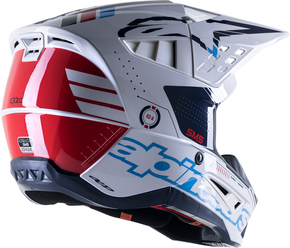 ALPINESTARS SM5 Motorcycle Helmet - Action - Gloss White/Cyan/Black - XL 8306122-2077-XL