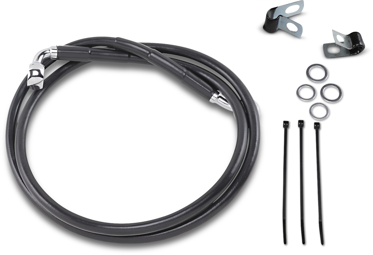 DRAG SPECIALTIES Brake Line - Front - Black 640113-BLK