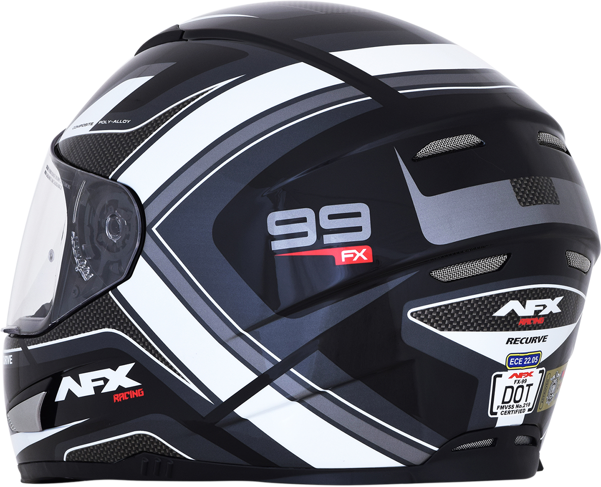 AFX FX-99 Motorcycle Helmet - Recurve - Black/White - Large 0101-11118