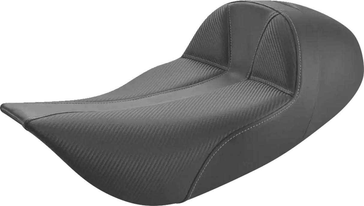 SADDLEMEN Dominator Solo Seat - Extended Reach - Stitched - Black w/ Gray Stitching - FLHR/FLHX '97-'07 897-06-0042