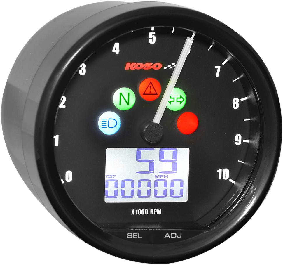 KOSO NORTH AMERICA TNT-02 Multi-Function Speedometer/Tachometer - 2.69" Diameter x 1.51" Depth BA058100-HD