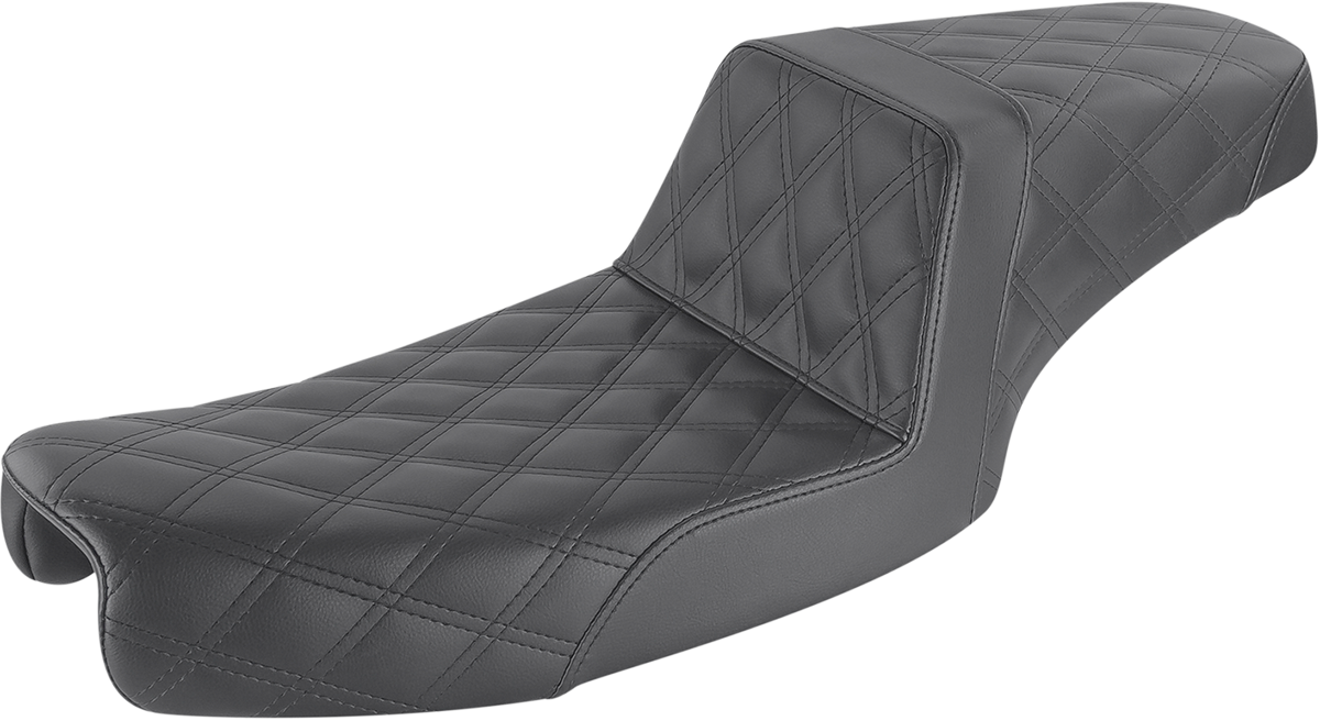 SADDLEMEN Step-Up Seat - Full Lattice Stitch - Black - Dyna 891-04-175