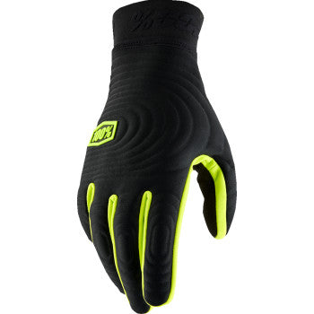 100% Brisker Xtreme Gloves - Black/Fluo Yellow - Large 10030-00003