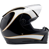 BILTWELL Lane Splitter Motorcycle Helmet - Gloss Black/White Flames - XS 1004-570-501