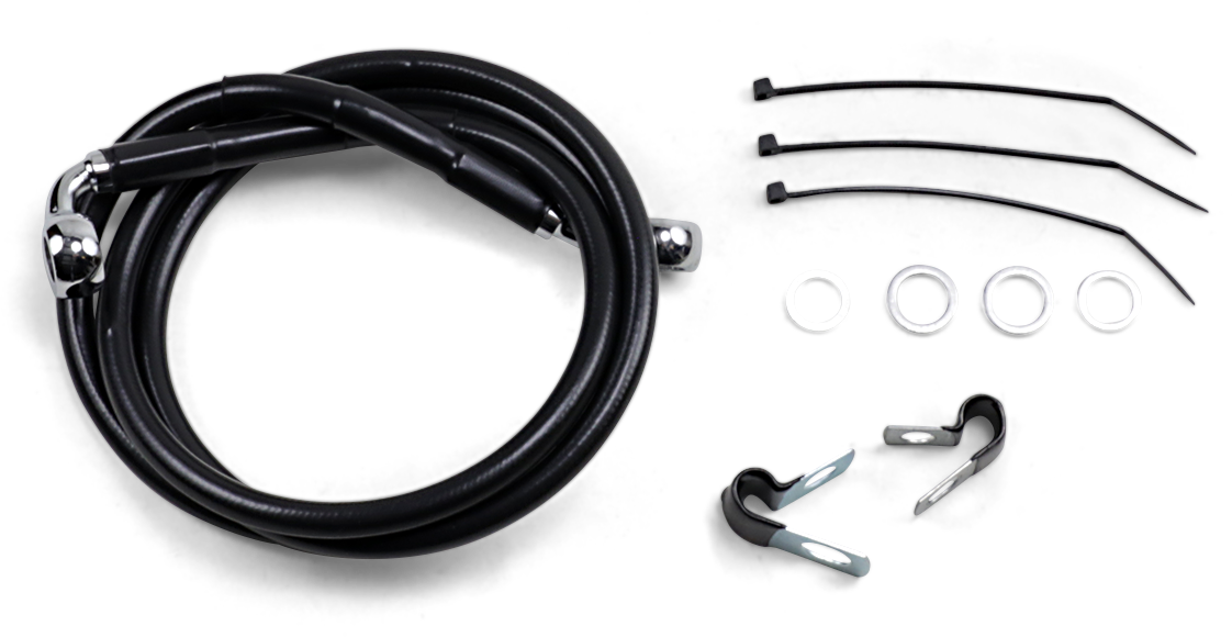 DRAG SPECIALTIES Brake Line - Front - Black - +6" - FXD '00-'05 640112-6BLK