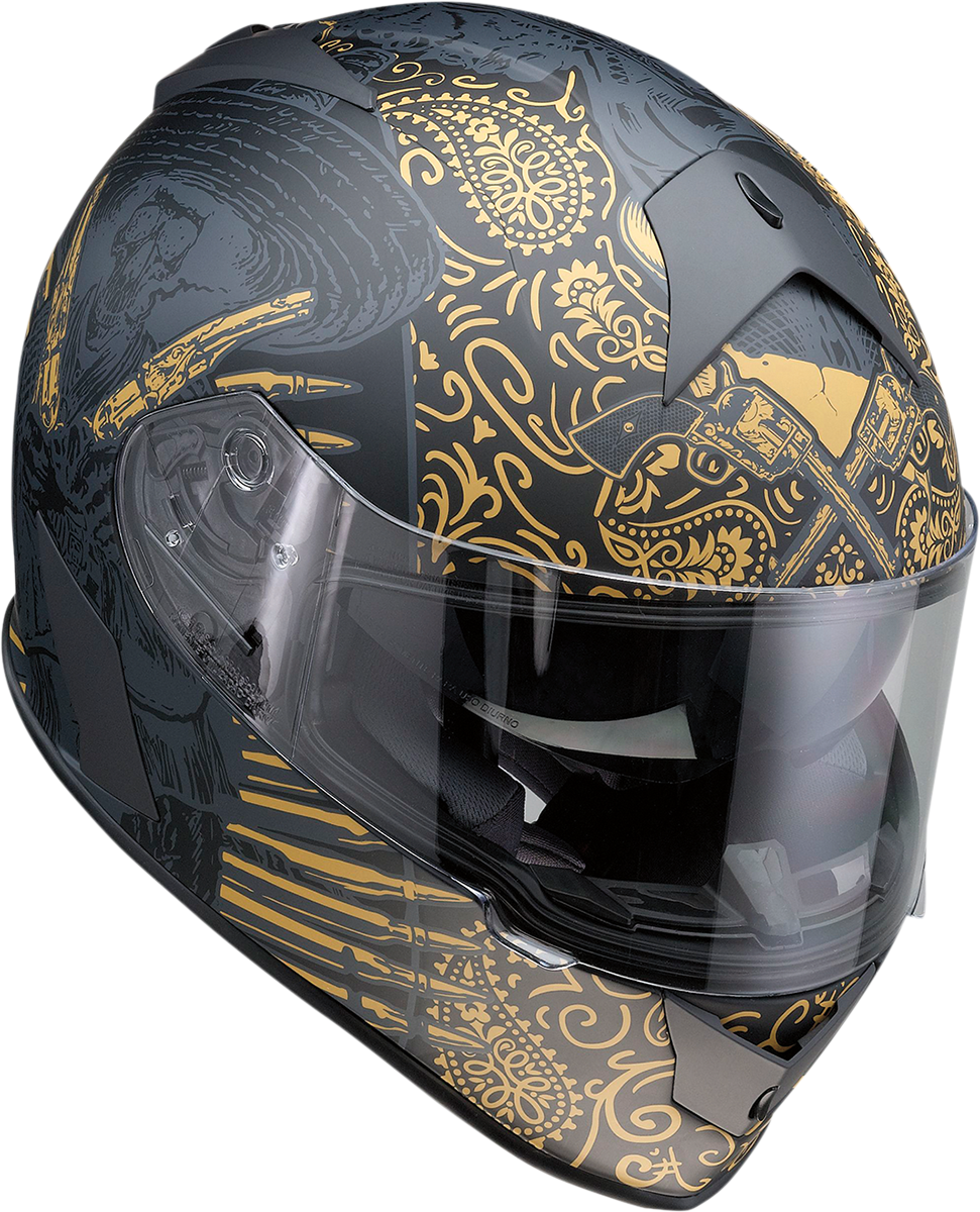 Z1R Warrant Motorcycle Helmet - Sombrero - Black/Gold - Small 0101-14171