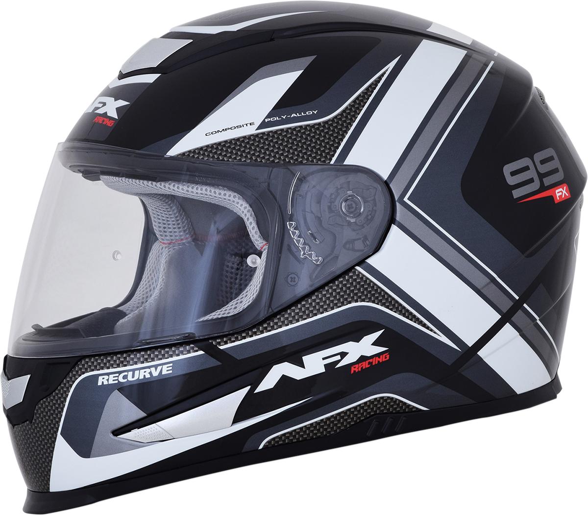 AFX FX-99 Motorcycle Helmet - Recurve - Black/White - Large 0101-11118