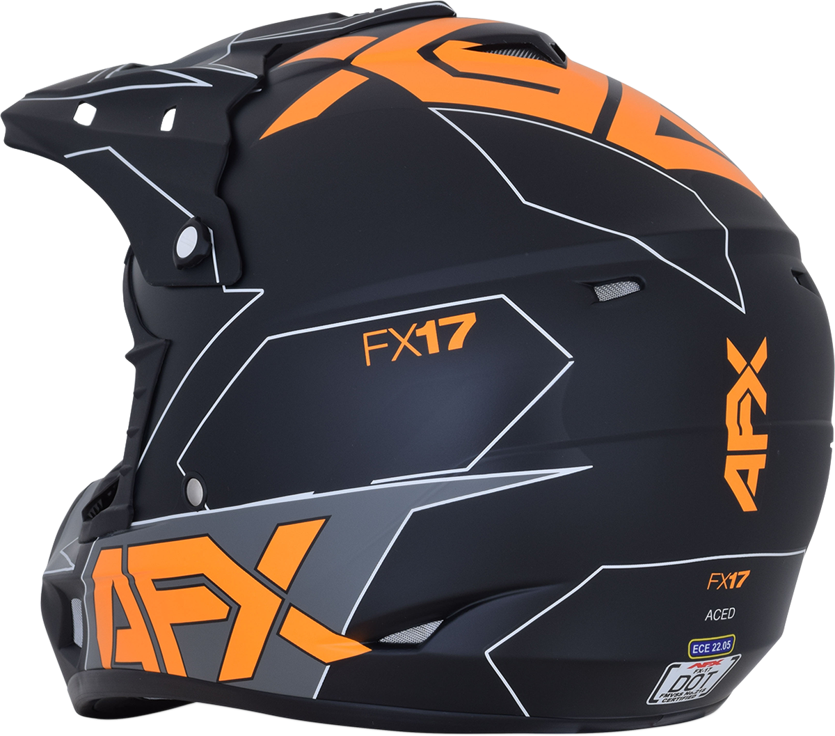 AFX FX-17 Motorcycle Helmet - Aced - Matte Black/Orange - Large 0110-6506