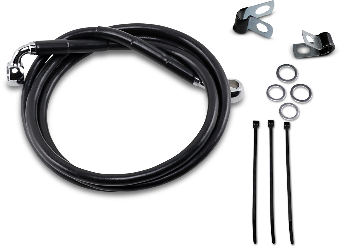 DRAG SPECIALTIES Brake Line - Front - Black - +6" - '99-'07 FXST 640210-6BLK