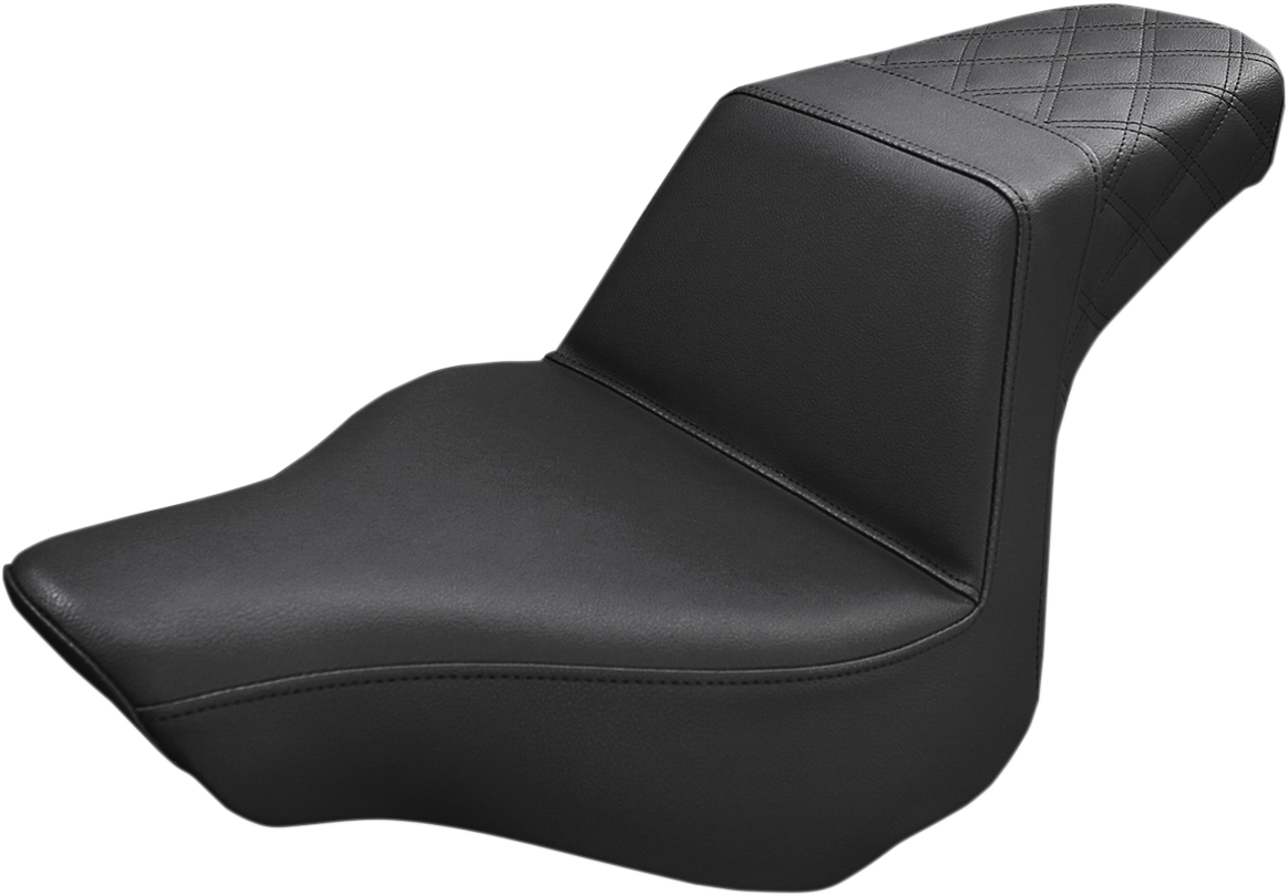 SADDLEMEN Step-Up Seat - Rear Lattice Stitch - Black - FXSB 813-27-173