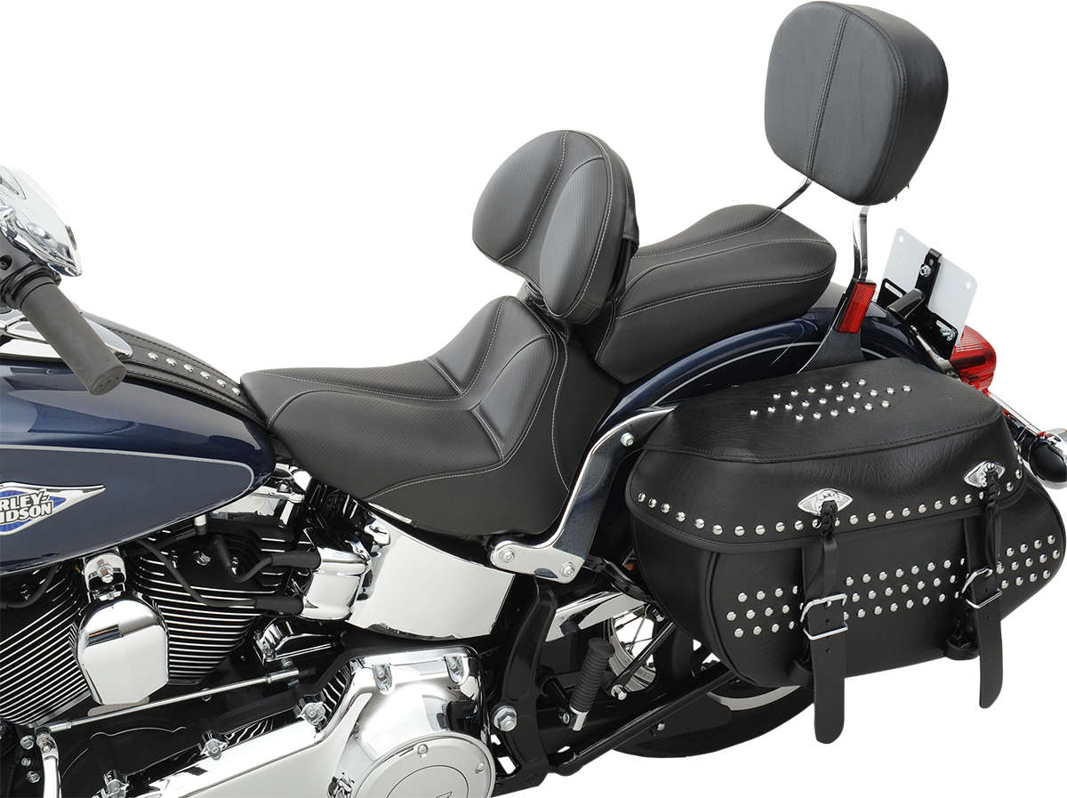 SADDLEMEN Dominator Solo Seat - Stitched - Black w/ Gray Stitching - FLSTC/N '06-'17 806-15-0042