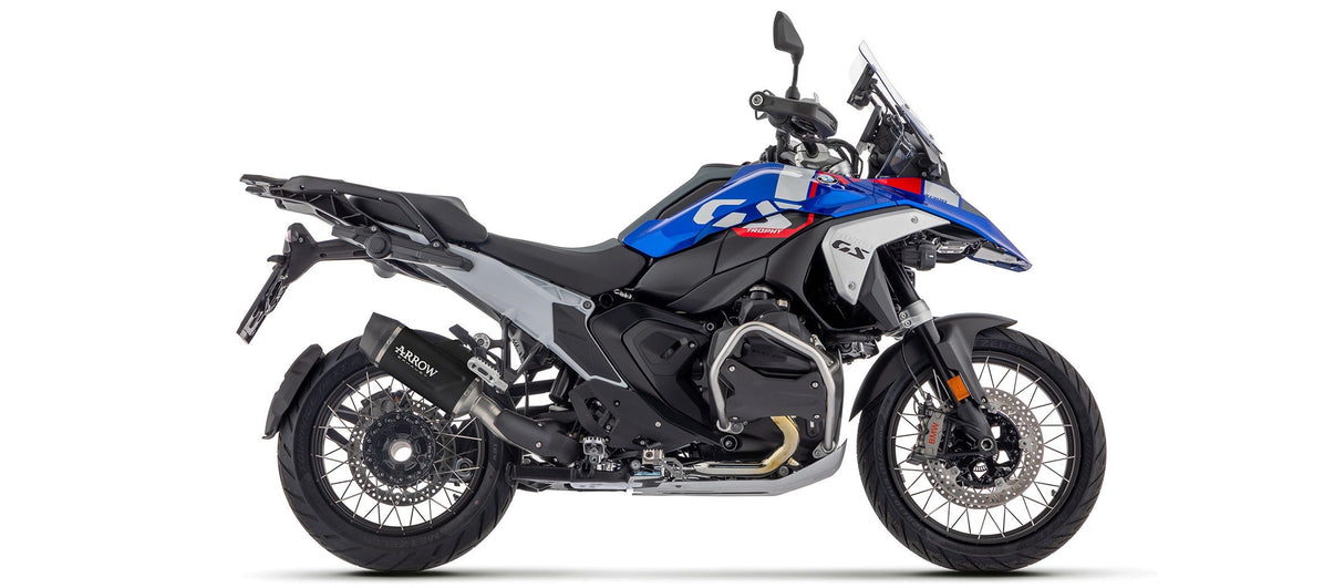 72658AKN Arrow Indy Race Evo for BMW R1300GS 2024 ALUMINIUM "DARK" Slip-on Exhaust with carby end cap