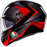 AGV K3 Motorcycle Helmet - Striga - Black/Gray/Red - Large 2118381004-018-L