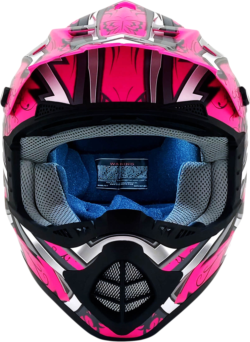 AFX Fx-17y Motorcycle Helmet - Butterfly - Matte Hot Pink - Medium 0111-1379