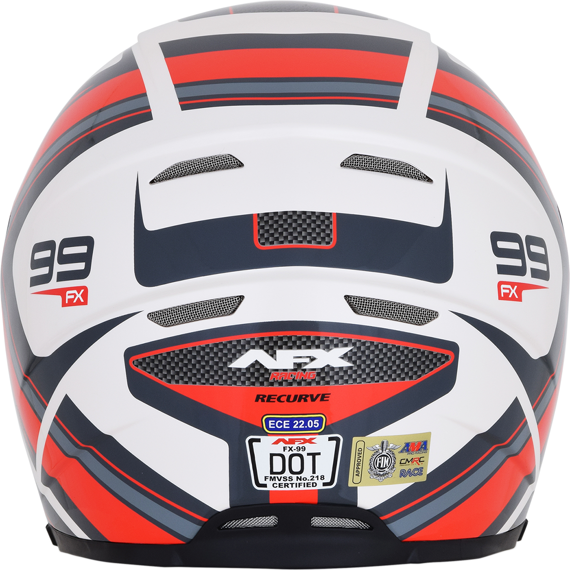 AFX FX-99 Motorcycle Helmet - Recurve - Pearl White/Red - Medium 0101-11127