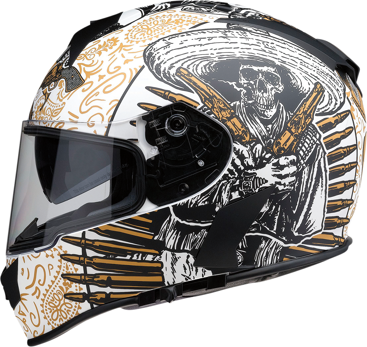 Z1R Warrant Motorcycle Helmet - Sombrero - White/Gold - Small 0101-14165