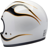 BILTWELL Gringo Motorcycle Helmet - Flames - White/Black - XS 1002-561-501