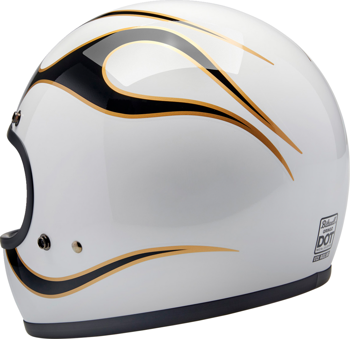 BILTWELL Gringo Motorcycle Helmet - Flames - White/Black - Small 1002-561-502