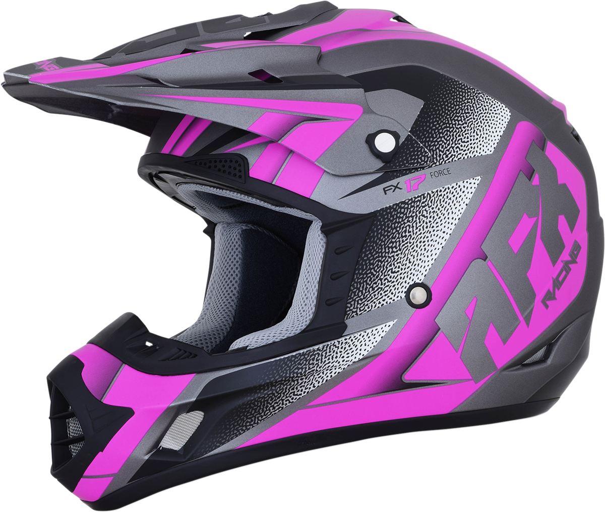 AFX FX-17 Motorcycle Helmet - Force - Frost Gray/Fuchsia - Medium 0110-5210