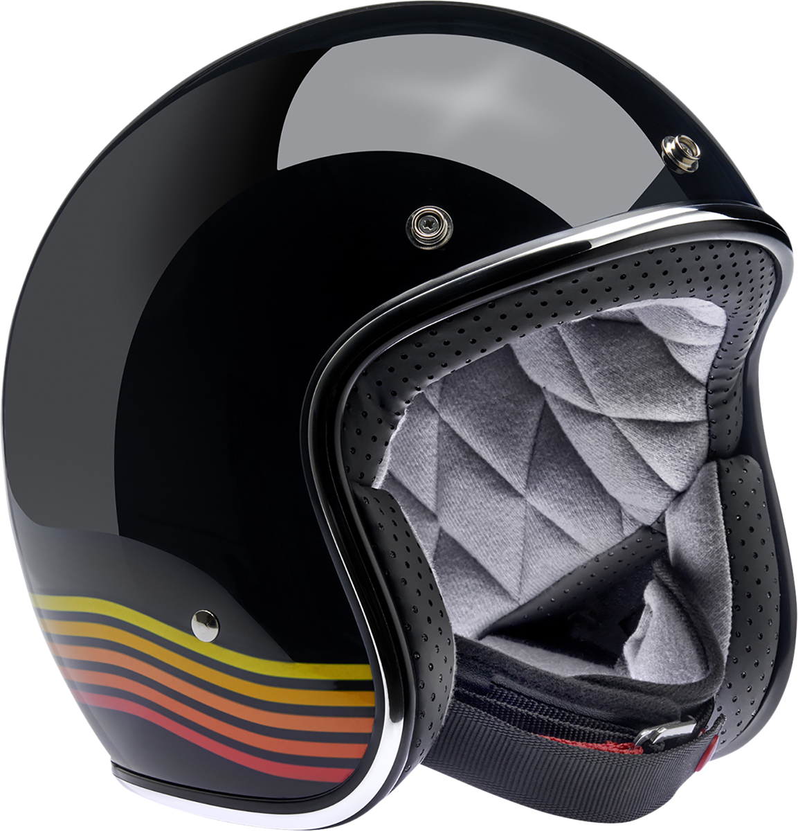 BILTWELL Bonanza Motorcycle Helmet - Gloss Black Spectrum - Small 1001-536-202