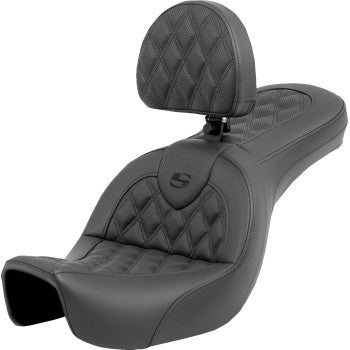 SADDLEMEN Roadsofa™ Seat - Lattice Stitch - with Backrest - FXD '06-'17 806-04-182BR